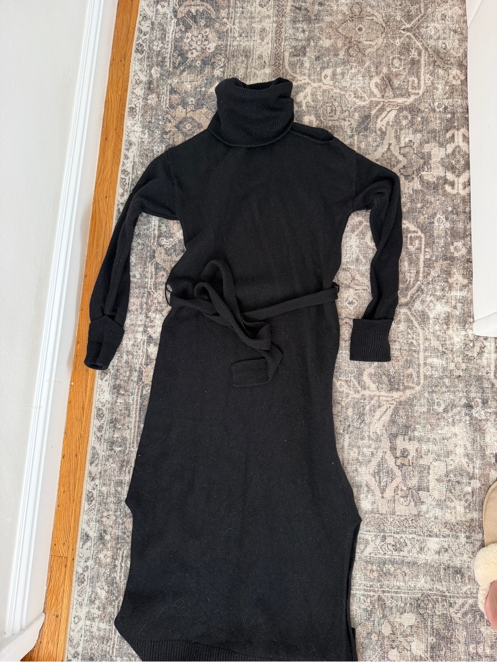 PAIGE Black Long-Sleeve Turtleneck Sweater Dress